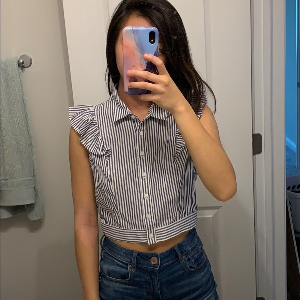 M forever 21 ruffled blouse crop tank